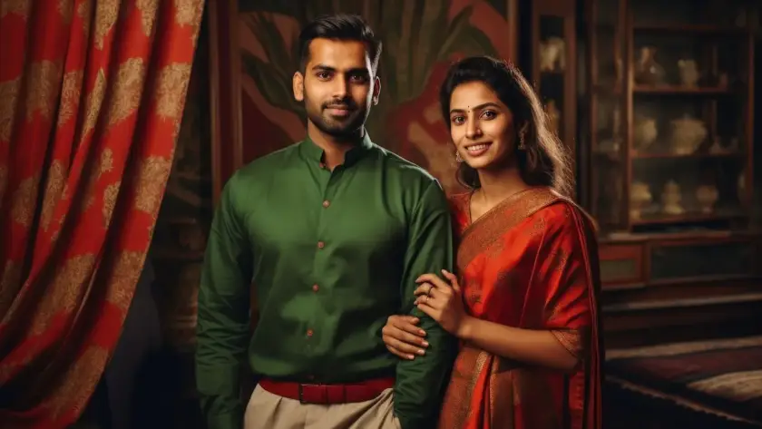 Wedding outfit matching with decor