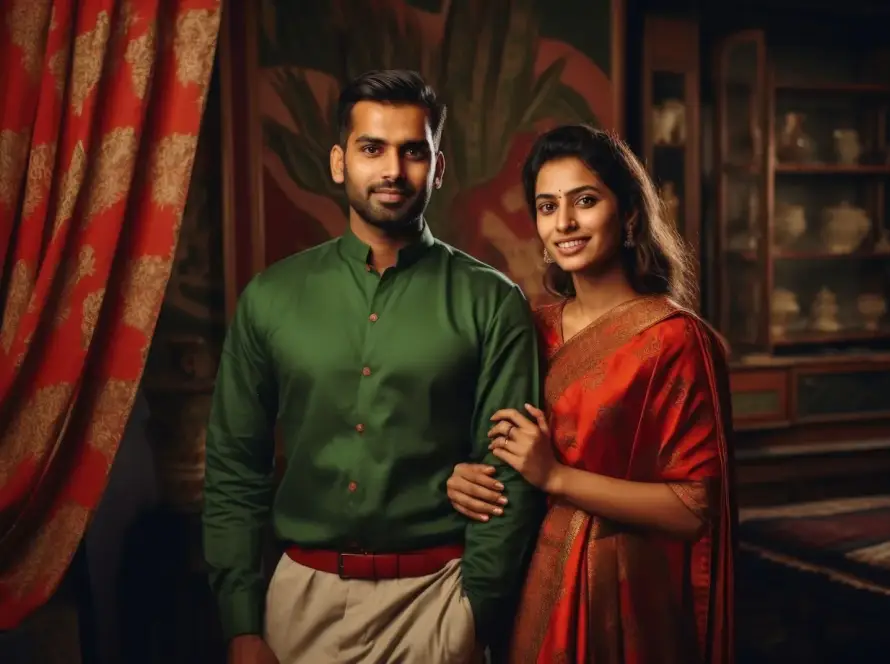 Wedding outfit matching with decor