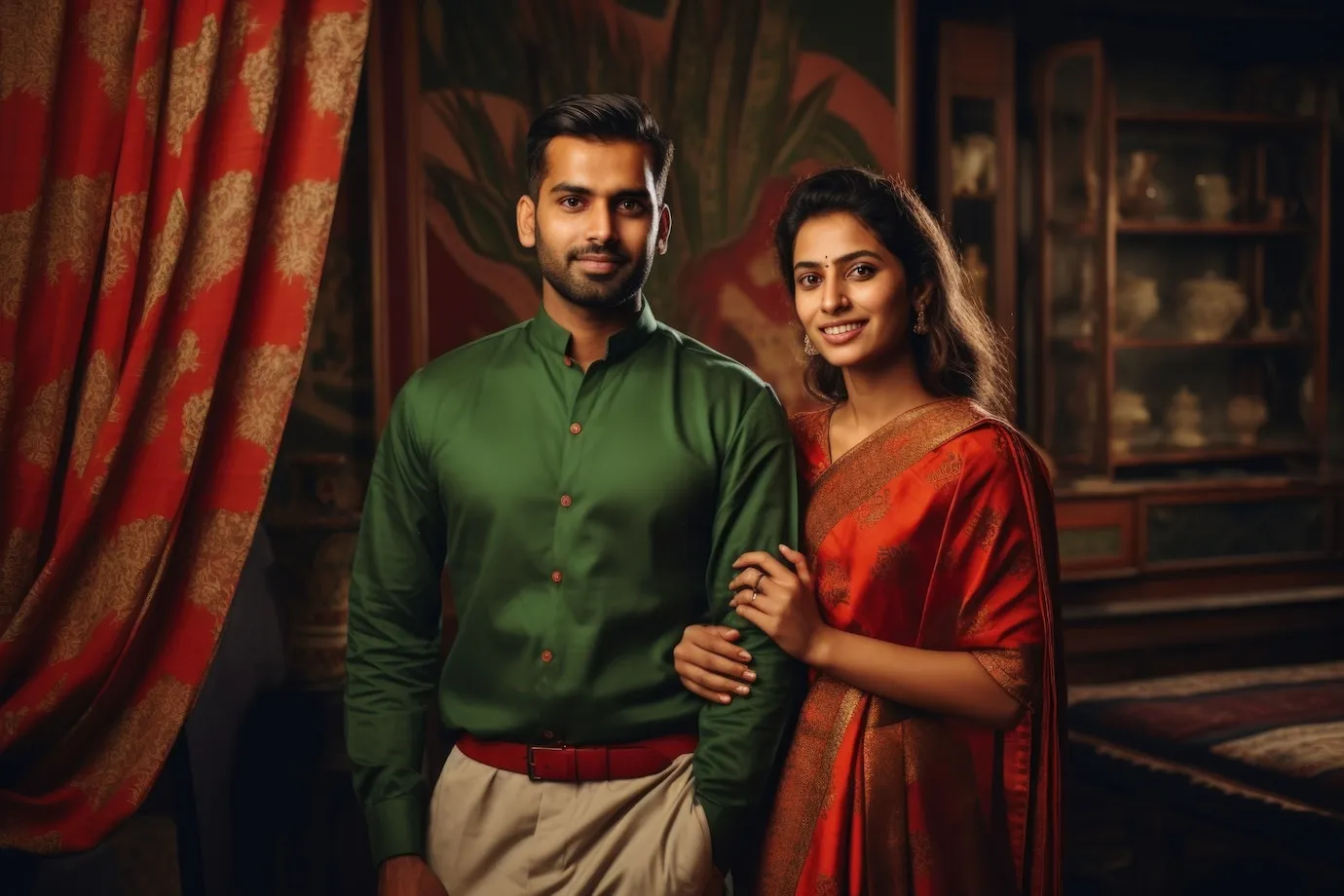 Wedding outfit matching with decor